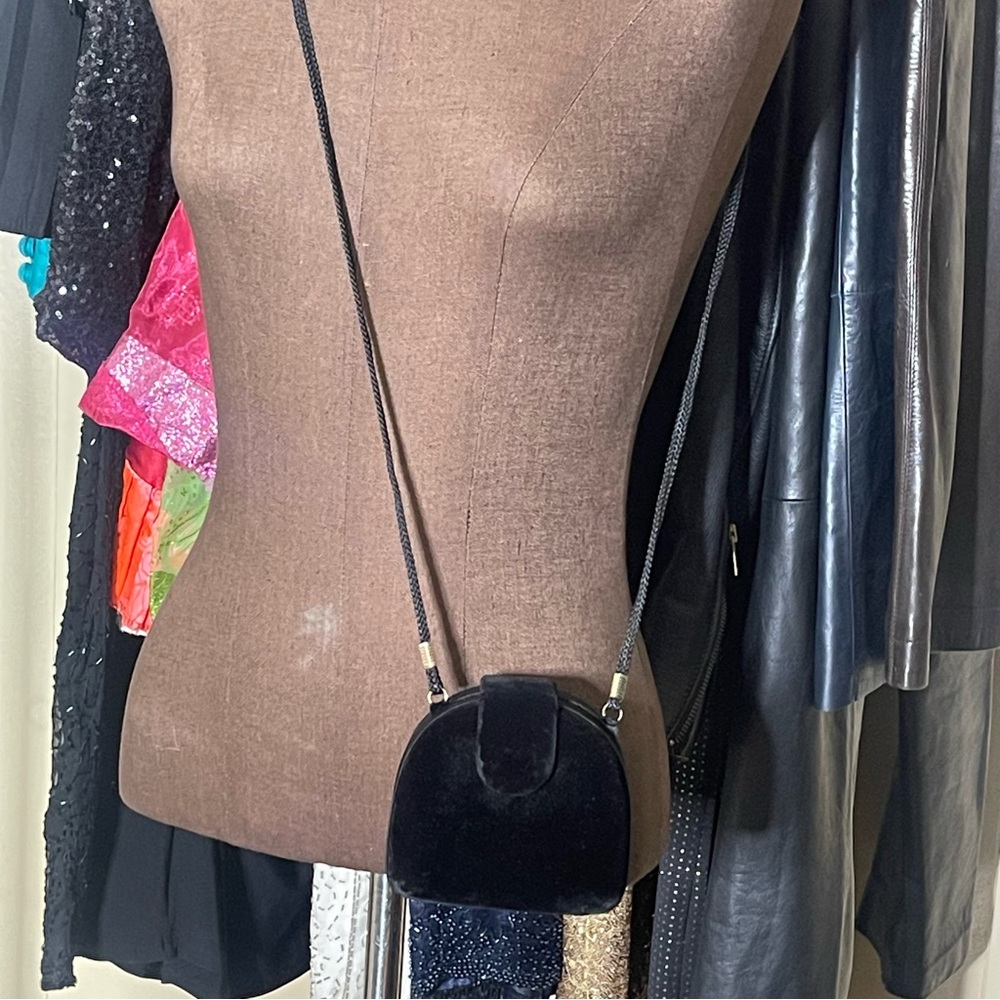 Elegant Black Velvet micro Crossbody Bag